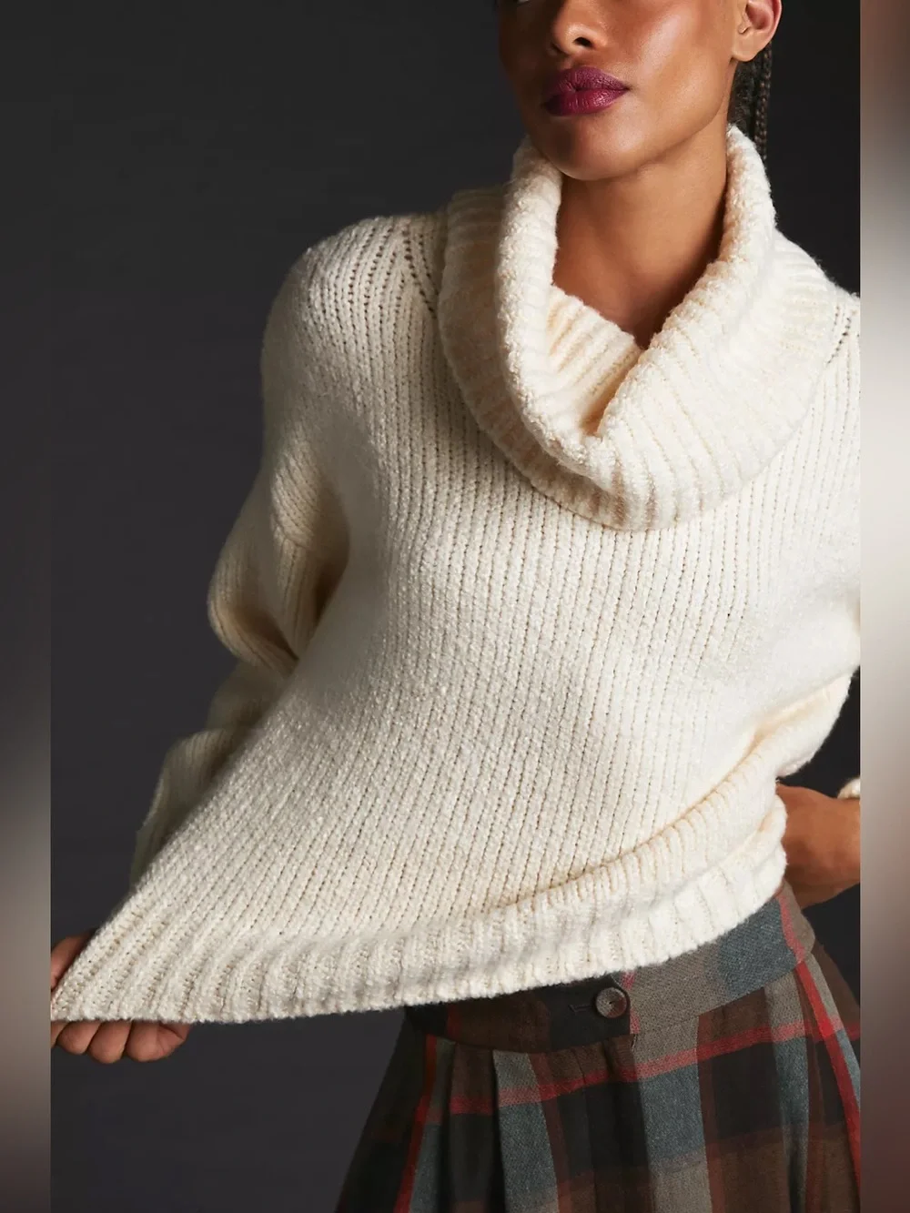 Anthropologie Pilcro Turtleneck Sweater Ivory Cream 2X Cozy Oversized Relaxed